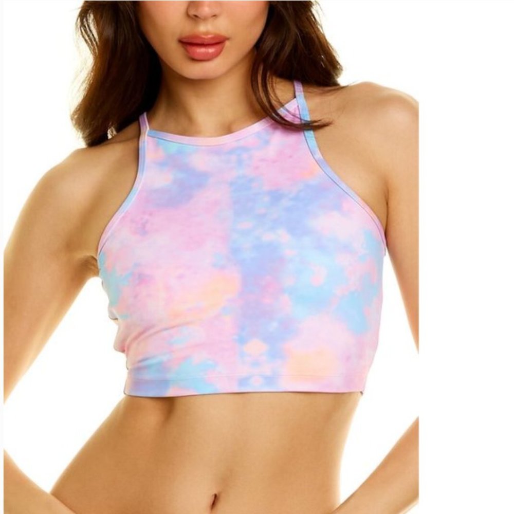 NWT! LoveShackFancy x Beach Riot Tie Dye High Neck Sports Bra